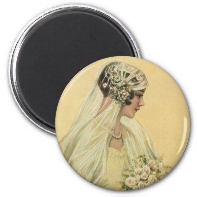 Vintage Victorian Bride in Profile Bridal Portrait Refrigerator Magnet