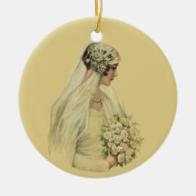 Vintage Victorian Bride in Profile Bridal Portrait Christmas Ornament