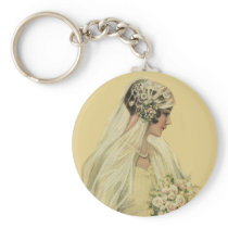 Vintage Victorian Bride in Profile Key Chain