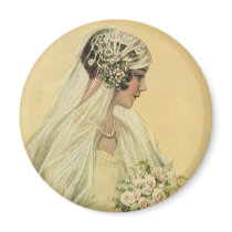 Vintage Victorian Bride in Profile Fridge Magnet