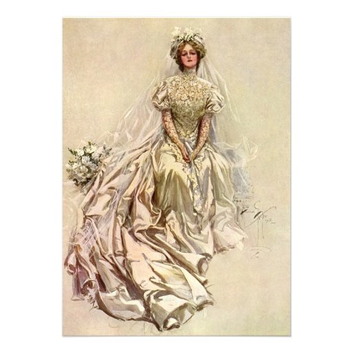 Vintage Victorian Bride Portrait Bridal Shower Invite