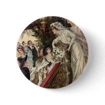 Vintage Victorian Bride Tossing the Bouquet Pins