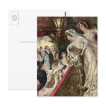 Vintage Victorian Bride Tossing the Bouquet Post Cards