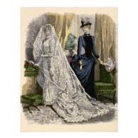 Vintage Victorian Bride, Wedding Bridal Portrait Invitation