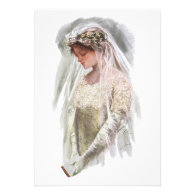 Vintage Victorian Bride with Bible Harrison Fisher Custom Invite