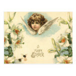 Vintage Victorian Cherub with Easter Lilies Post Card