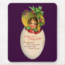 Vintage Victorian Child in an Easter Egg Mousepads