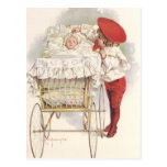 Vintage Victorian Children, Child and Baby in Pram Post Cards