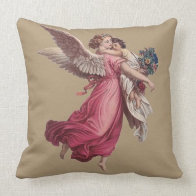 Vintage Victorian Christmas Angel Holding a Child Throw Pillow Mojo_throwpillow Vintage Victorian Christmas Angel Holding a Child Throw Pillow Mojo_throwpillow