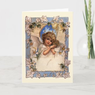 Vintage Victorian Christmas Angel with Bells Ivy Cards