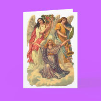 Vintage Victorian Christmas Card with angels cards