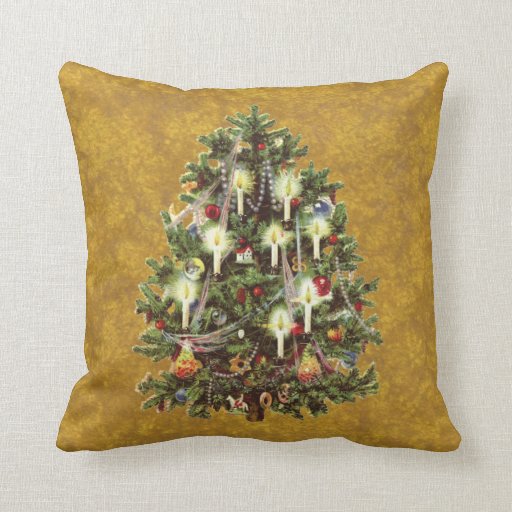 Vitnage Christmas, Victorian Tree Decorated Throw Pillow Zazzle