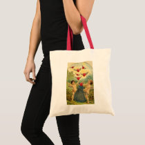 Vintage Victorian Cupids with Flying Hearts Tote Bags