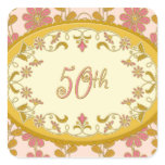 Vintage Victorian Daisy 50th Anniversary Stickers