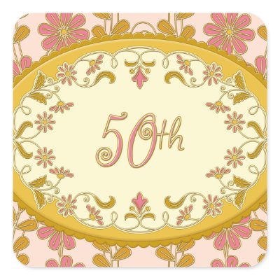 Vintage Victorian Daisy 50th Anniversary Stickers from Zazzle.com