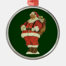 Vintage Victorian Die Cut Jolly Santa Claus w Toys Christmas Tree Ornament
