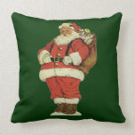 Vintage Victorian Die Cut Jolly Santa Claus w Toys Throw Pillow