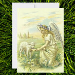 Vintage Victorian Easter Angel with Lamb Greeting Card