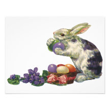 Vintage Victorian Easter Bunny, Eggs and Flowers Custom Announcement