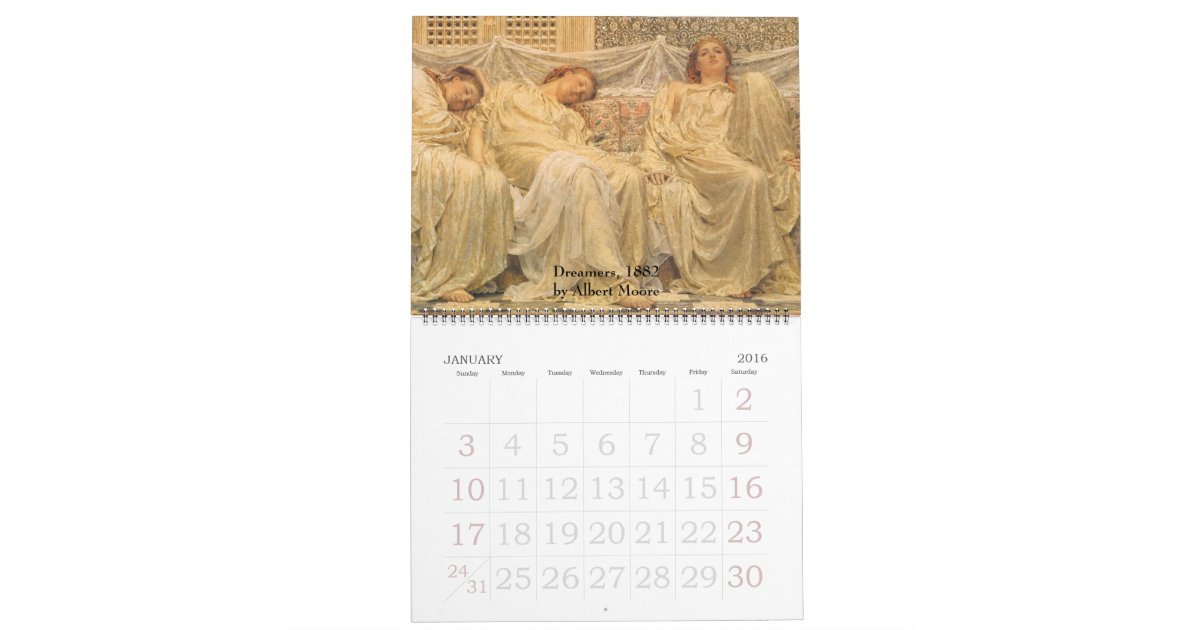 Vintage Victorian Era and PreRaphaelite Art Calendar Zazzle