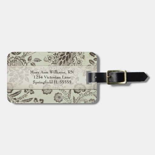 Vintage Victorian Faded Floral Personalized Travel Bag Tags