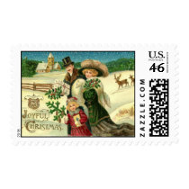 Vintage Victorian Family Christmas Postage Stamps