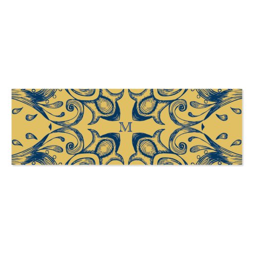 Vintage Victorian Gold and Blue Monogram Pattern Business Card Template