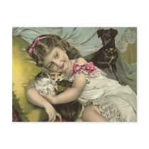 VINTAGE VICTORIAN & HER PARLOR PETS POSTCARD
