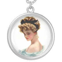 Vintage Victorian Lady Sterling Silver Necklace
