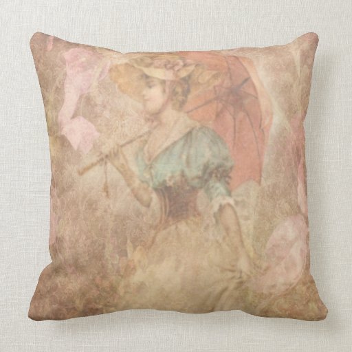 Vintage Victorian Lady Umbrella MoJo Throw Pillow Zazzle