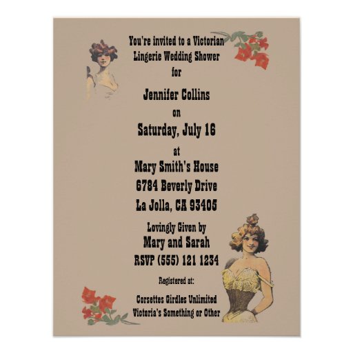 Vintage Victorian Lingerie Wedding Shower Personalized Invitation
