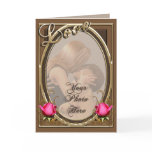 Vintage Victorian Love Leather Rose Photo Frame Cards