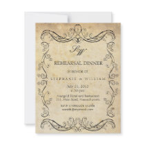 Vintage Victorian Monogram Rehearsal Dinner Card Invitations