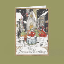 Vintage Victorian People on Christmas at Church cards