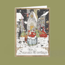 Vintage Victorian People on Christmas at Church cards