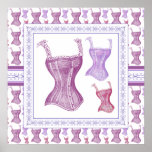 Vintage Victorian Pink and Purple Corsets Posters