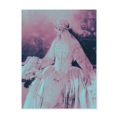 Vintage Victorian Pink & Baby Blue Bride, Shower Post Cards