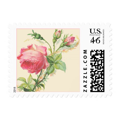Vintage Victorian Pink Rose Art Postage