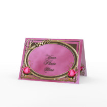 Vintage Victorian Pink Rose Love Photo Frame cards