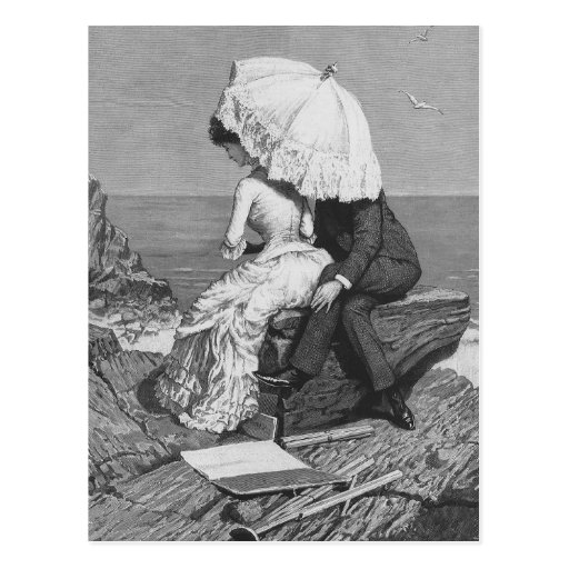 Vintage Victorian Romantic Couple By Beach Postcard Zazzle