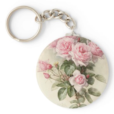 Vintage Victorian Romantic Roses Keychain