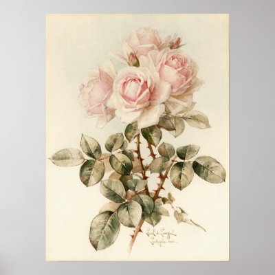 Vintage Victorian Romantic Roses Print