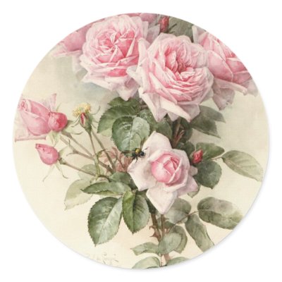 Vintage Victorian Romantic Roses Sticker