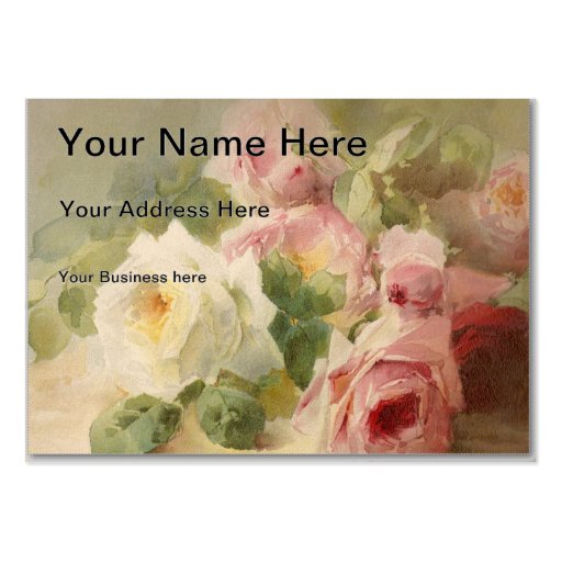 Vintage Victorian Rose Watercolor Business Card (front side)