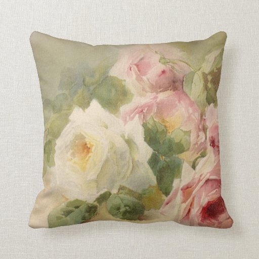 Vintage Victorian Rose Watercolor Pillows Zazzle