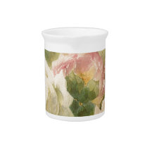Vintage Victorian Rose Watercolor Beverage Pitchers