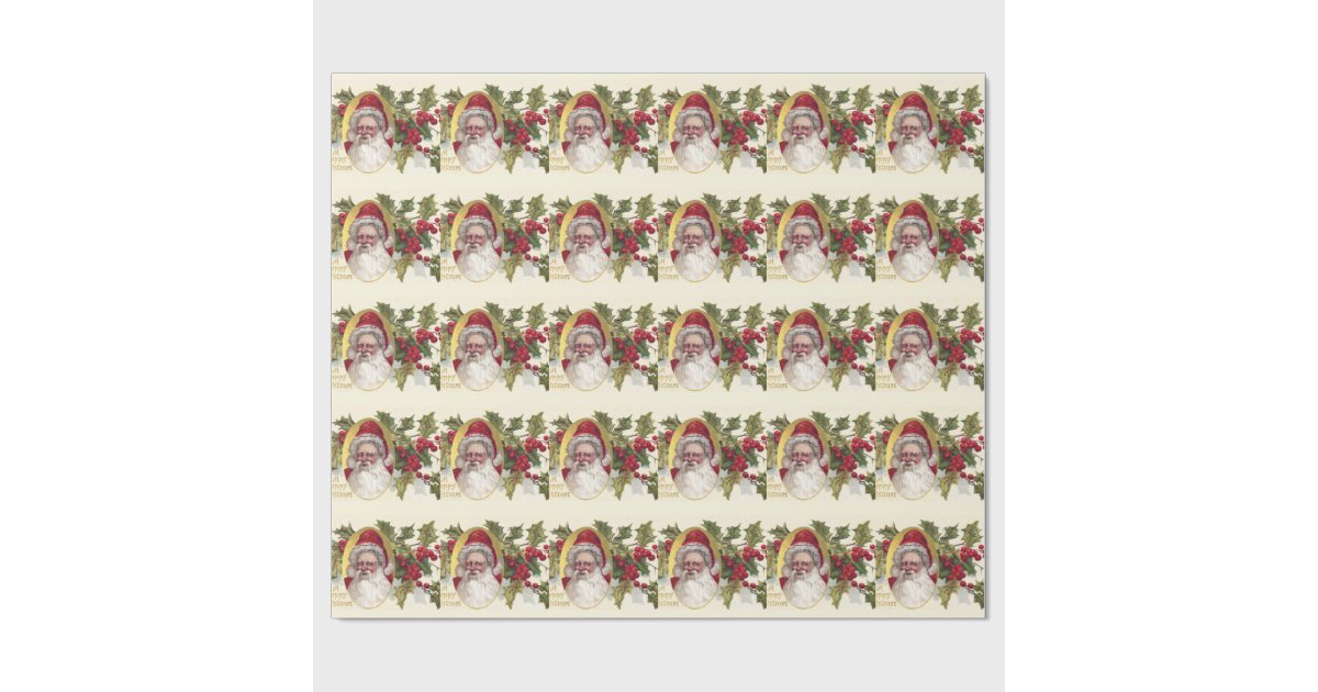 Vintage Victorian Santa Claus, c.1906 Christmas Wrapping Paper Zazzle
