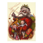 Vintage Victorian Santa Claus Smoking a Pipe Invitation