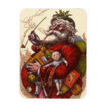 Vintage Victorian Santa Claus Smoking a Pipe Flexible Magnets