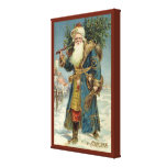 Vintage Victorian Santa Claus with Christmas Tree Stretched Canvas Prints